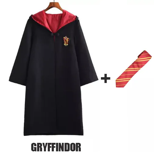 Ravenclaw косплей на Гриффиндор Hufflepuff костюм Слизерин Поттер халат плащ с галстуком шарф Поттер Костюм - Цвет: Gryffindor and Tie