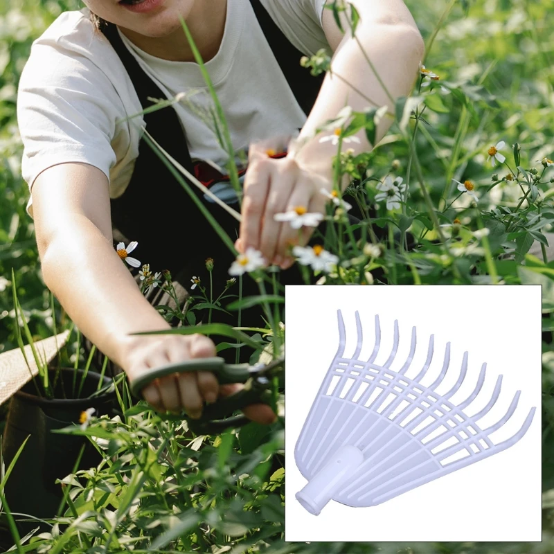 Leaf Rake White Agricultural Rake No Handle Grass Lightweight Flower Planting Soil Plastic Garden Tool Lawn garden weeding tool,farming rake