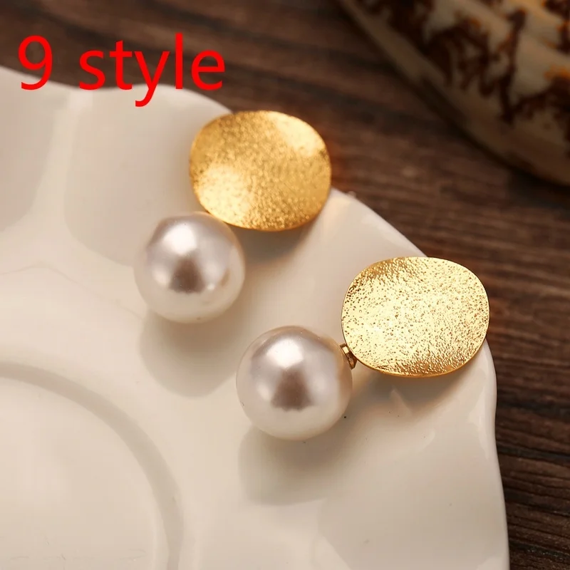 

New 9 Styles Handmade Simple Temperament Long and Short Retro Freshwater Pearl Earrings Ladies Fashion Ear Jewelry