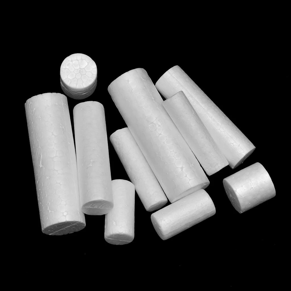 10Pcs Craft Foam - Cylinder Shaped Foam for DIY Home Craft Project, Christmas Tree, Table Centerpiece, White Polystyrene Foam