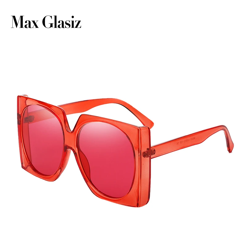 Max Glasiz новые большие солнцезащитные очки Женские винтажные негабаритные квадратные оправы круглые линзы солнцезащитные очки мужские ретро женские солнцезащитные очки UV400 - Цвет линз: red w red