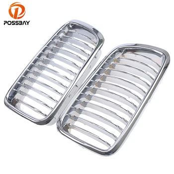 

POSSBAY Auto Car Chrome Front Kidney Grill Grille for BMW 7-Series E38 725tds/728i/728iL/730d Sedan 1994-2001 Racing Grills