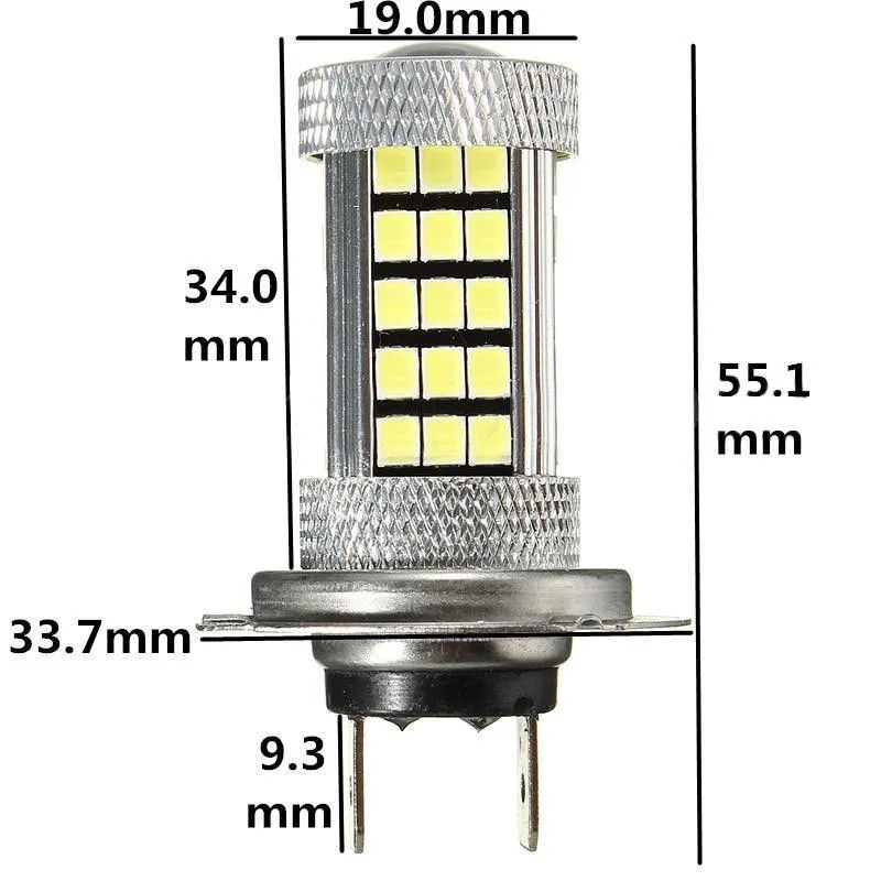2шт H7 2835 66SMD светодиодный автомобильный противотуманный дальнего света лампа белый 6000K украшение для автомобильной фары Автомобильный светодиодный свет белый свет