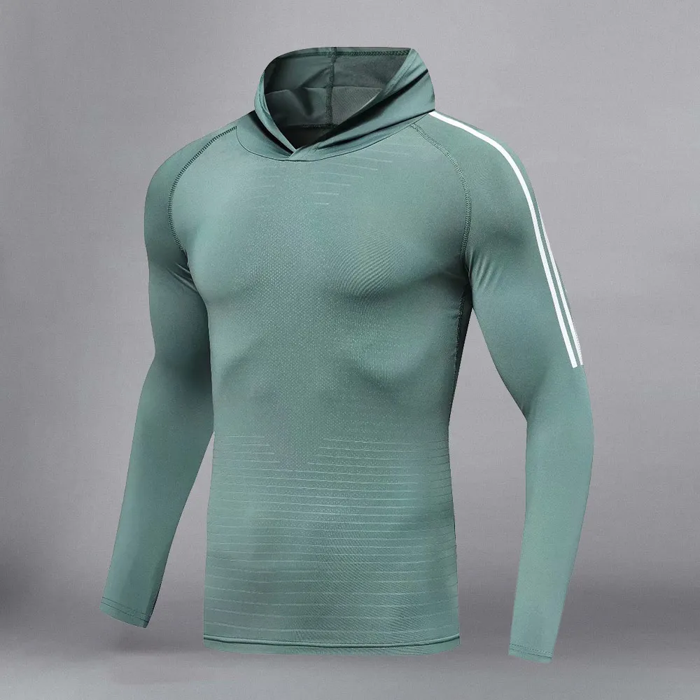 YD-FU, Мужская Рашгард для фитнеса, футболка с длинным рукавом, компрессионная рубашка для фитнеса, облегающая, стрейчевая, для спортзала, для бега, Спортивная футболка