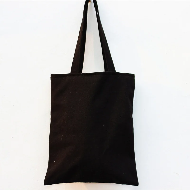 Горячая Хлопок Холст хозяйственные сумки простой дизайн сумки для мужчин женщин Многоразовые Хлопок Продуктовый эко девушки одного плеча сумка - Цвет: Black