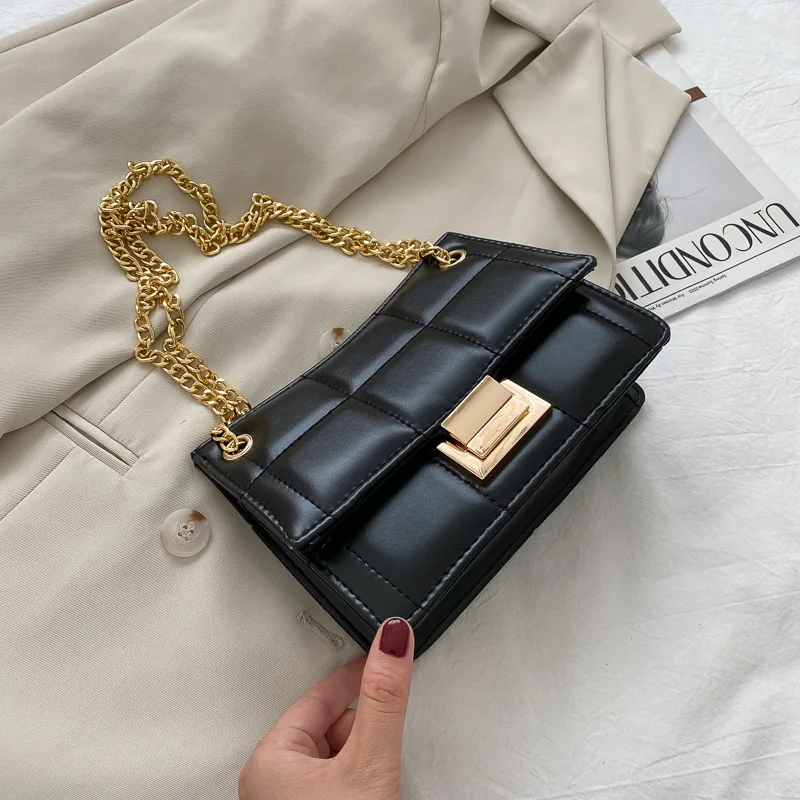 

European and American style small bag ladies summer new fashion exquisite chain bag lattice bag female wild shoulder bag