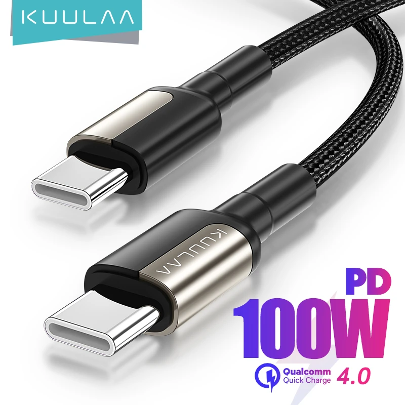 KUULAA Kabel USB C do USB typu C PD 100W 60W Przewód do szybkiej ładowarki do Samsung MacBook iPad Quick Charge 4.0 Akcesoria do przewodów USBC do telefonu komórkowego
