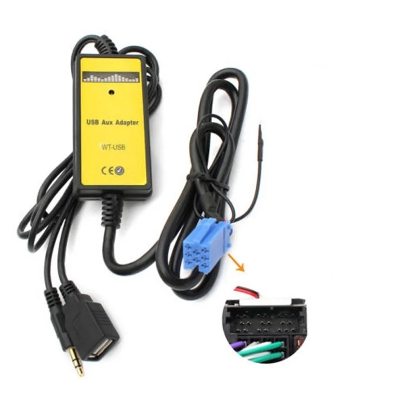 

2019 Car CD MP3 USB Interface Adapter AUX In Input for Audi A2 A4 A6 S6 A8 TT S4 S8 with Mini ISO 8P blue connector Top Sale