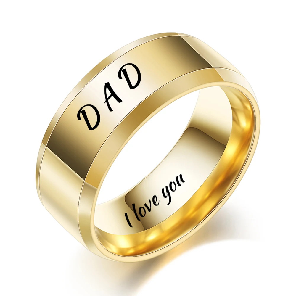Модные полированные ювелирные изделия гравировка имя Дата логотип кольцо Нержавеющая Сталь обручальные брендовые кольца для мужчин и женщин