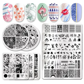 

PICT YOU Christmas Festival Nail Stamping Plates Striped Line Animal Flower Leaves Geometric Plate Stainless Steel Stencil Tools
