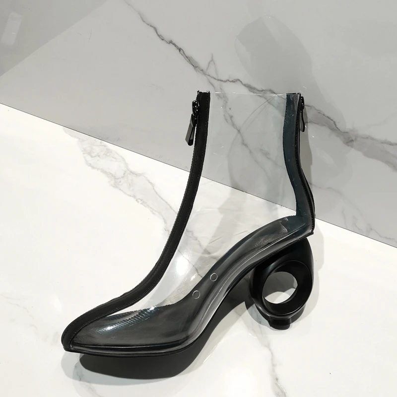 Ceny 2019 jesień nowy mody przezroczyste buty damskie pompy sandały damskie buty jasne masywne obcasy Plus rozmiar kostki buty dla kobiet