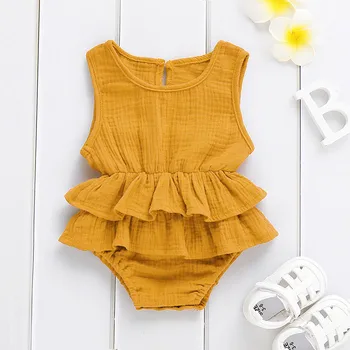 

2020 Summer Baby Clothing Newborn Infant Baby Girl Boy Solid Sleeveless Jumpsuits Casual Solid Cotton Soft Romper Baby Outfits