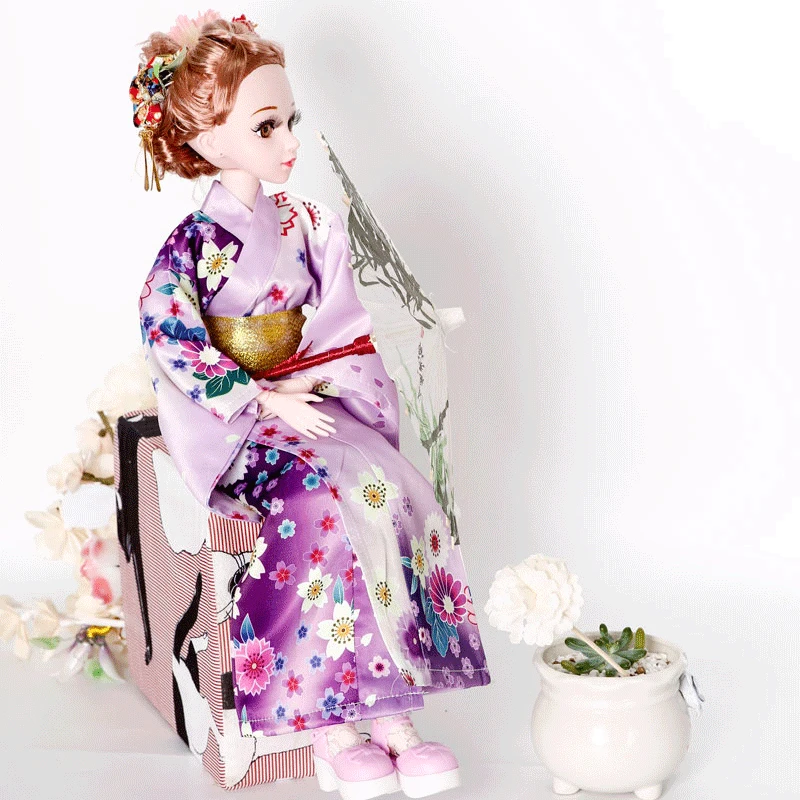 

Japanese Olympic Souvenir Kimono Bathrobe for 60cm BJD Doll Flower Skirt Accessories for 1/3 BJD Clothes Kids Toys for Girls