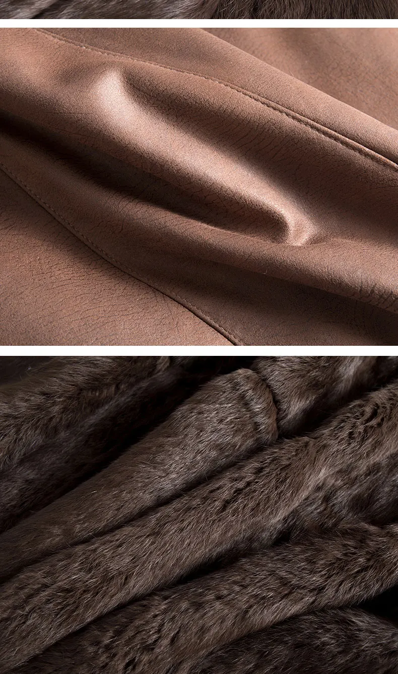 Natural Rabbit Fur Coat Female Vintage Real Fox Mink Fur Collar Jacket Women Clothes Korean Streetwear Shearling Coats 1113