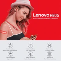 Wholesale 10pcs 100% Lenovo HE05 Wireless Earphone Bluetooth 5.0 Headset Neckband Magnetic Neckband Sport Headset with Mic - Image 3