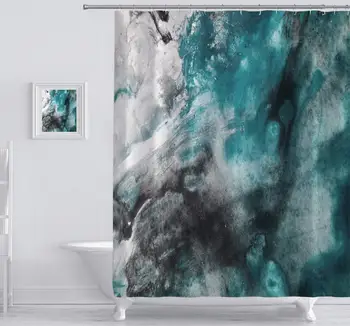 

Wild Marble Shower Curtain with 12 Hooks Abstract Watercolor Oil on Canvas Art Polyester Fabric Bathroom Shower Curtain Sets