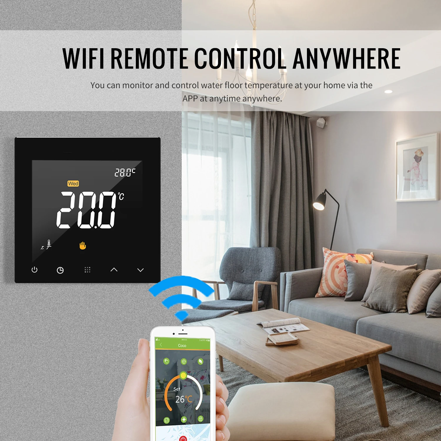 Wifi умный термостат программируемый водный пол с подогревом контроль температуры Лер сенсорный цветной дисплей с приложением дистанционное управление