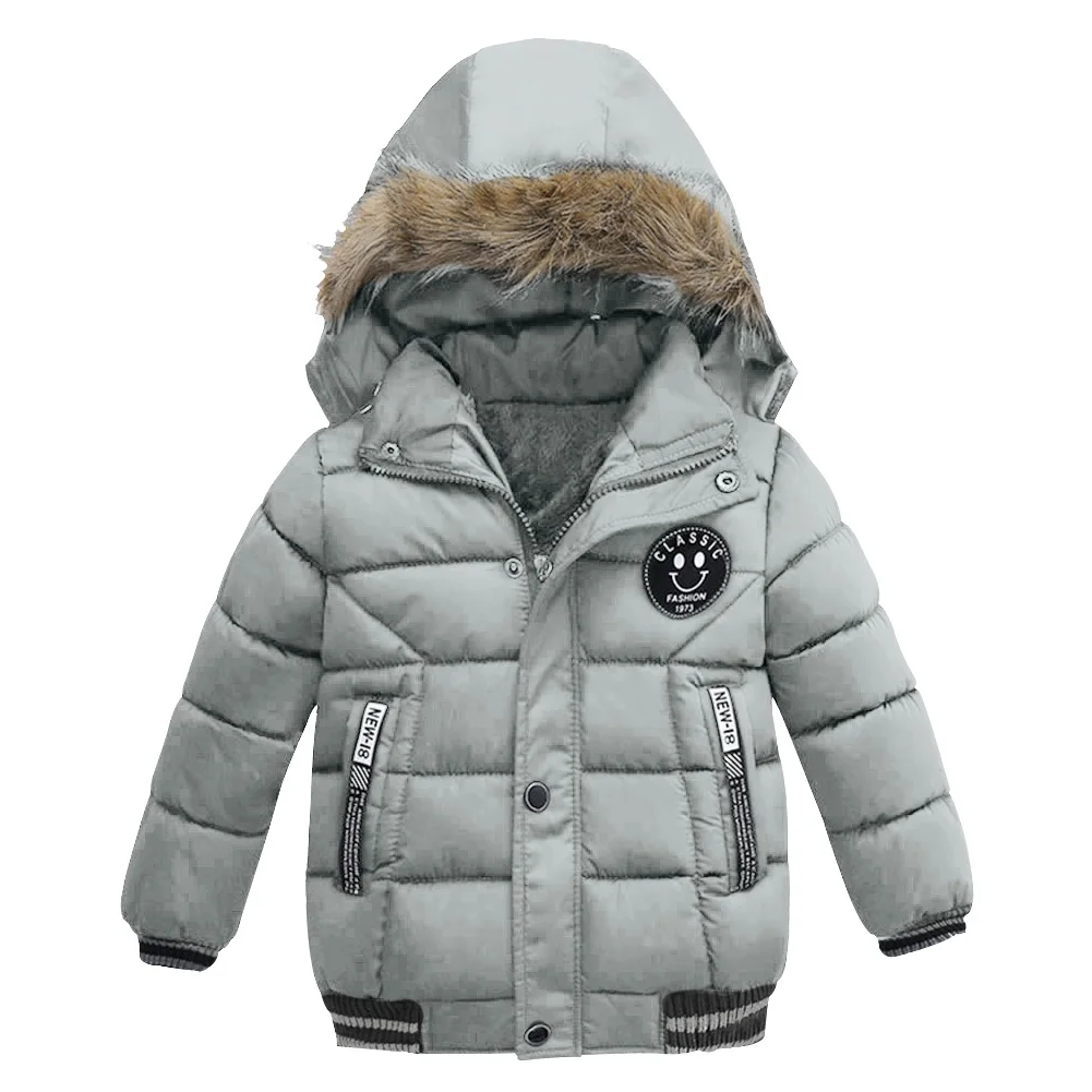  Clearance Fashion Winter boys kids thick cotton padded clothes Keep warm outwear baby boys kids Hoo