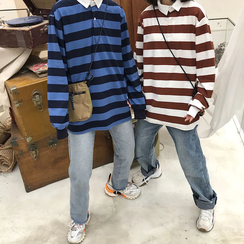 2019 New Arrival Fall long sleeve t shirt men stripe Lapel white shirt streetwear Vogue Couple models one piece backstreet boys 2019 New Arrival Fall long sleeve t shirt men stripe Lapel white shirt streetwear Vogue Couple models one piece backstreet boys