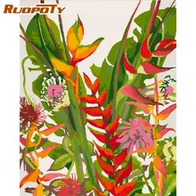 

RUOPOTY Picture By Numbers For Adults Children Color Leaf Flower Painting By Number 40x50cm Framed Handmade Home Wall Decors