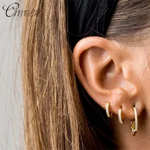 Серьги CANNER из стерлингового серебра 925 пробы миниатюрный круглый прозрачный кубический цирконий маленькие серьги-гвоздики для женщин ювелирные изделия корейские серьги