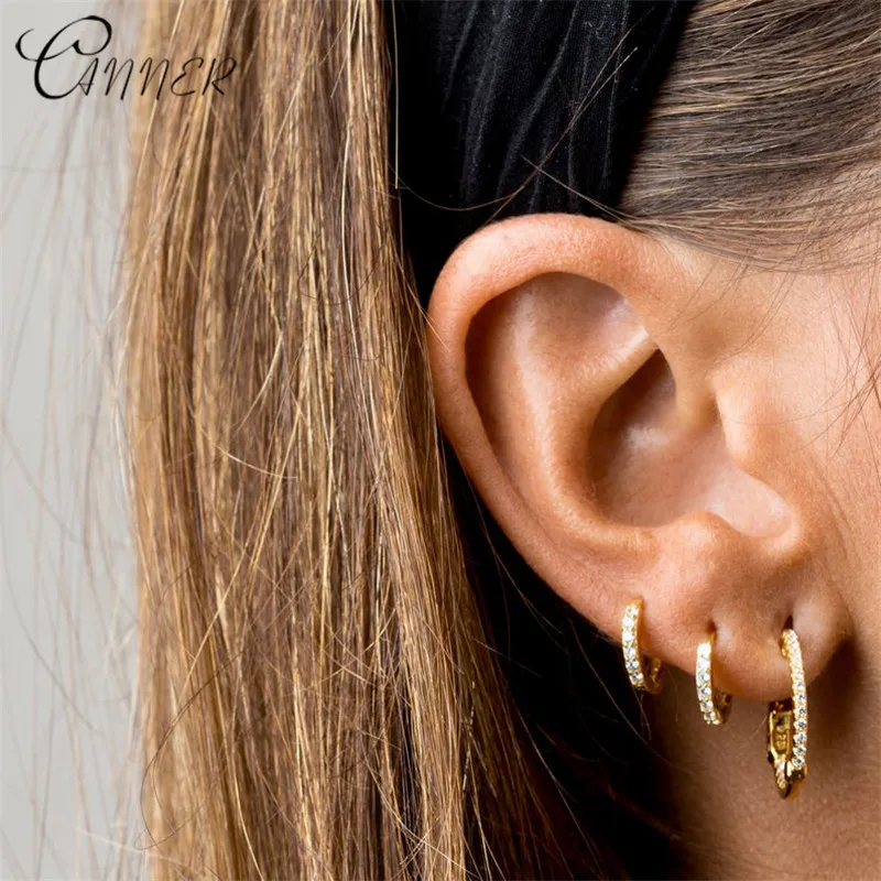 Женские серьги-гвоздики CANNER маленькие круглые серьги из серебра 100% пробы с