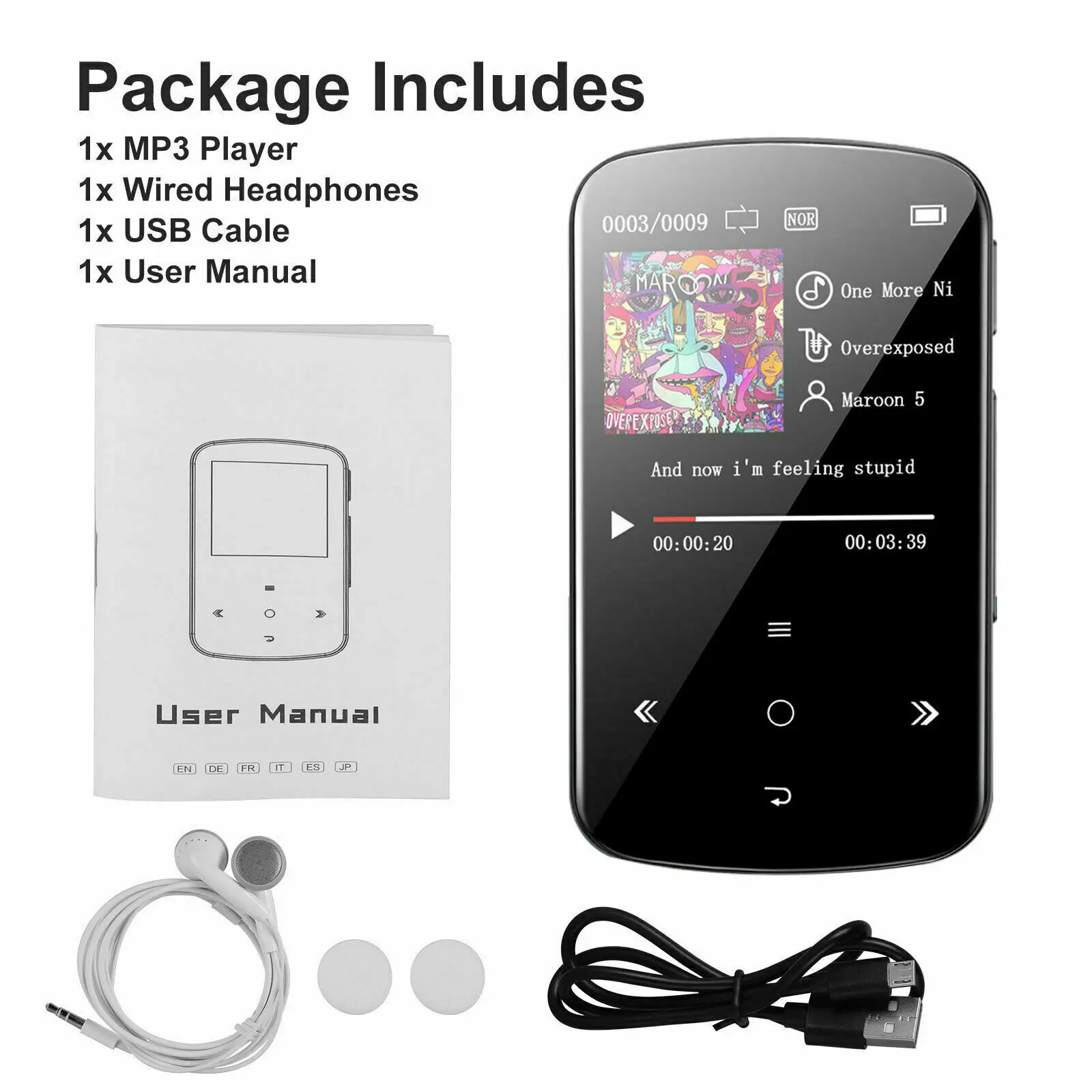 MP3 Player 32GB HiFi Lossless Sound Bluetooth Clip Music Voice Recorder FM Radio