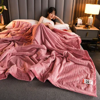 

Super Warm Flannel BlankeSuper Warm Blanket Double layer Throw blanket For Beds Fleece Blankets Bedspread for Sofa Bed cover