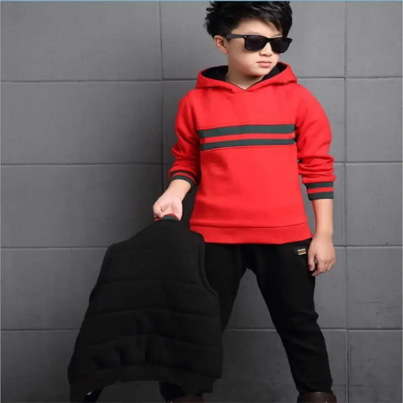 Autumn children's clothes boys and girls new children's sanitary clothes three-piece suit with velvet medium-sized children