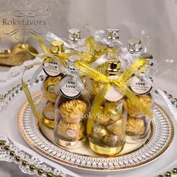 

12PCS Plastic Champagne Bottle Candy Boxes Wedding Favors Fillable Favors Birthday Party Chocolate Holder Table Decors Supplies