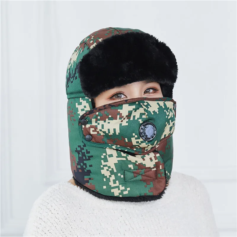 Армейский зеленый Утолщенный Камуфляжный дыхательный клапан Leifeng cap - Цвет: Армейский зеленый