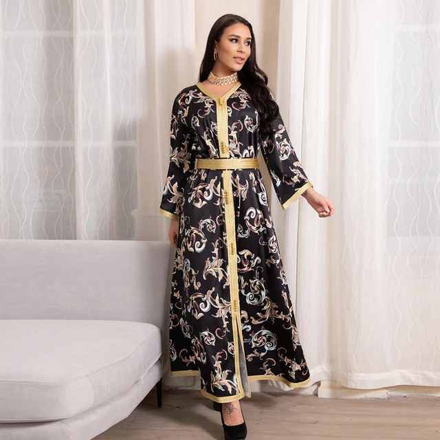 Robe Longue Jelaba Femme Musulman Satin Kaftan Caftan Marocain Abaya Dubai Muslim Fashion Hijab Dress Turkey Abayas For Women 5