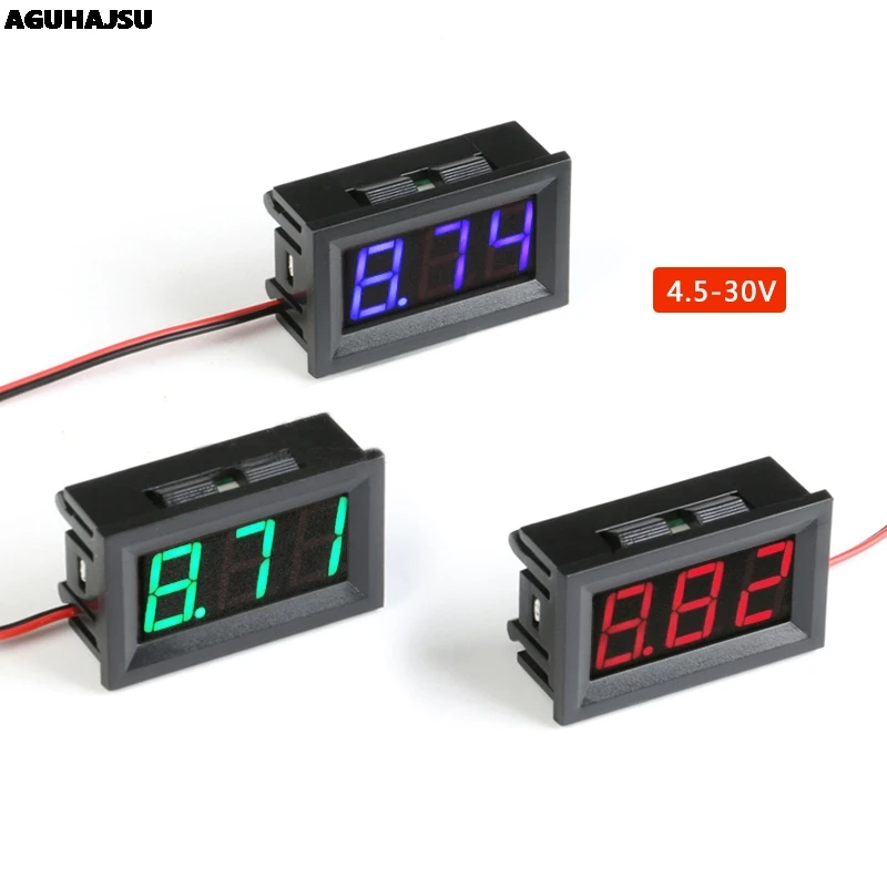 

0.56" 0.56 Inch DC 4.5/4.7/5~30V Red Blue Green LED Display Panel Voltage Meter Voltmeter 2 Wires Three Digital Voltage Meter