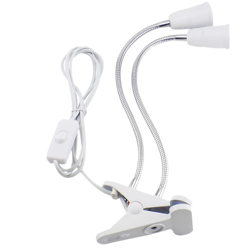 

E27 Led Grow Light Dual Heads Clip on Flexible Extension Bulb Lamp Holder Plug, Eu Plug