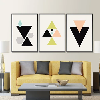 

Color Block Geometry Wall Art Canvas Posters Prints Nordic Style Abstract Painting Minimalist Wall Pictures for Living Room