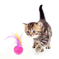 Кошки, дразнящие игрушки дл животных, мяч с кольцом-колокольчиком, котенок, играющий в жевательные пластиковые шарики с перьями