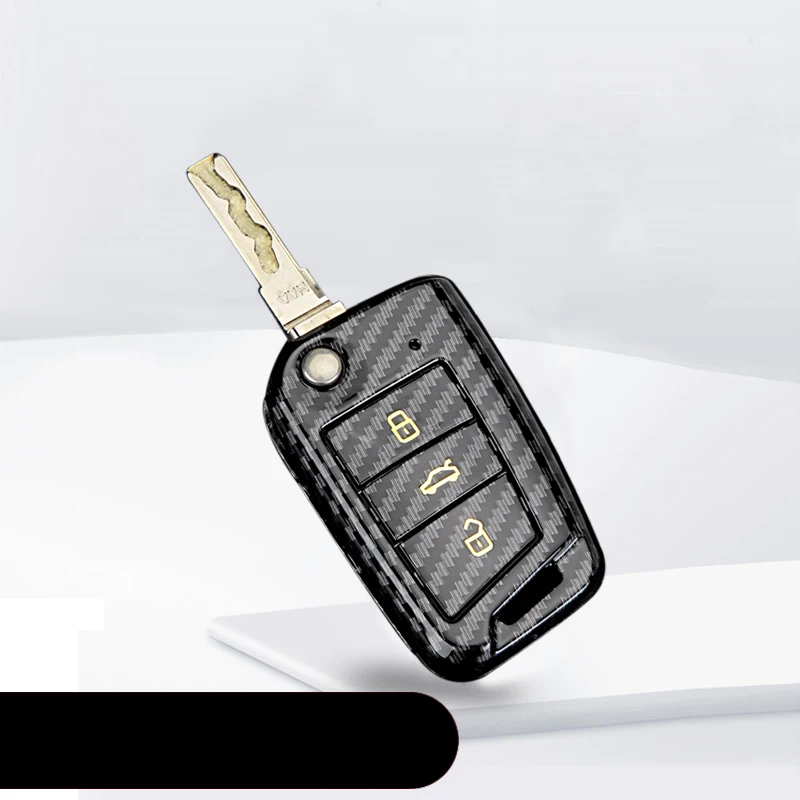 ABS карбоновый черный чехол для ключей автомобиля крышка цепи для VW Golf Bora Jetta POLO Golf Passat Skoda Octavia A5 Fabia SEAT Ibiza Leon Tiguan