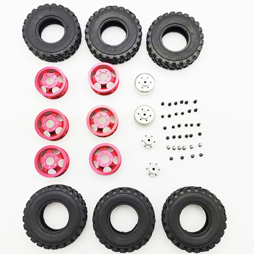 

6pcs Wheel Hub Kit Modification Mini Toys Parts Tires Easy Install Metal Spare DIY Lightweight Replacement Rims For JJRC 4X4