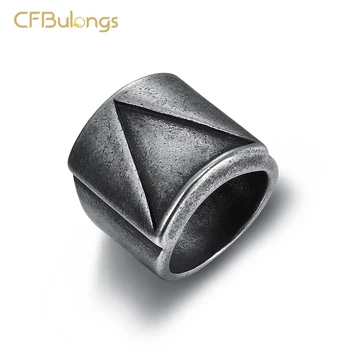 

CFBulongs New Store Stainless Steel Viking Triangle Ring High Quality Retro Classic Jewelry Men Engagement Ring Boyfriend Gift