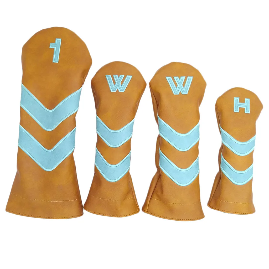 4x Waterproof PU Plush No. 1, 3, 5 UT Golf Head Cover 460cc Hybrid Headcover Golf Club Head Protector Scratch Resistant