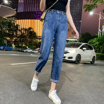 

Light Blue Pants High-waisted Jeans Eoman Plus Size Dark Blue Jeans Pantalones Mujer Cintura Alta Mezclilla New Korean Jean