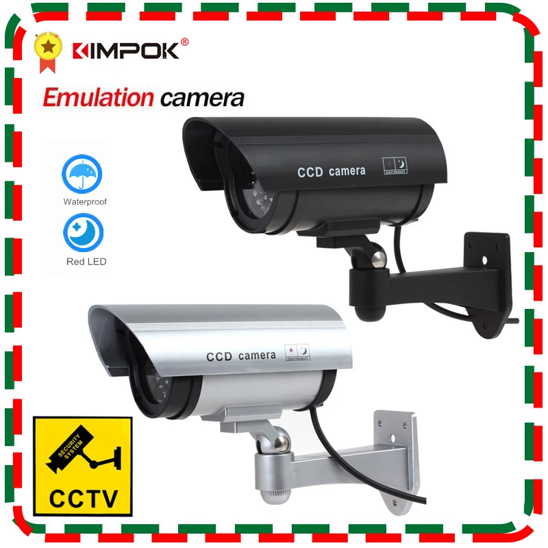 KIMPOK-KP-2600 DE SEGURIDAD impermeable para interior y exterior, cámara falsa de seguridad, cámara de vigilancia CCTV nocturna, luz LED de Color