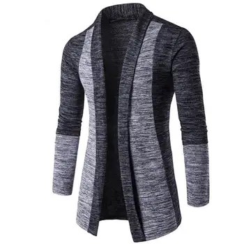 

Retro Men Patchwork Long Sleeve Knitted Sweater Cardigan Coat Outwear