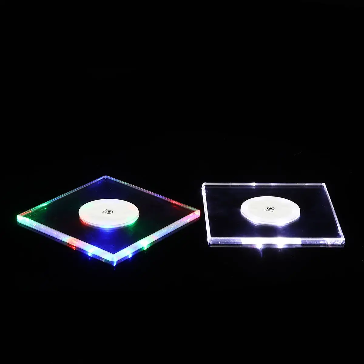 LED Bottle Cup Night Light Color Mat Sticker Club Cocktail Party Pad Holder Square Ultra-thin Luminous Cup Pad Cocktail Bar