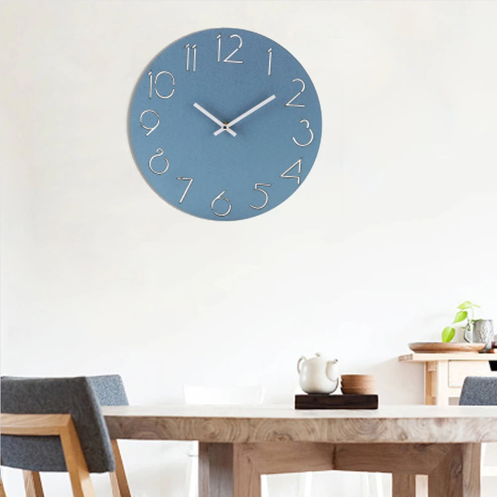12" European Mute Silent Number Living Room Battery-operated Simple Eco-friendly Hanging Clock Big Wall Mounted Gift Wall Clock