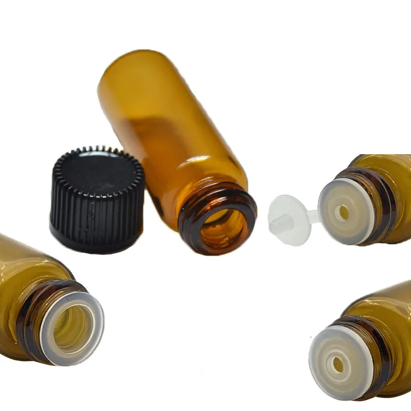 

Essential Oil Perfume Liquid Wishing Bottles With Plastic Screw Cap 5ml Mini Amber Glass Vial 500pcs