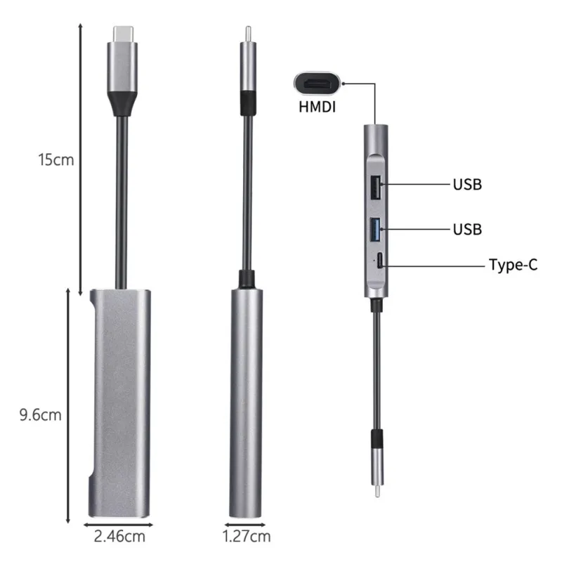 4 в 1 USB C концентратор адаптер с тип-c 4K HDMI USB 3,0 2,0 питания зарядная док-станция