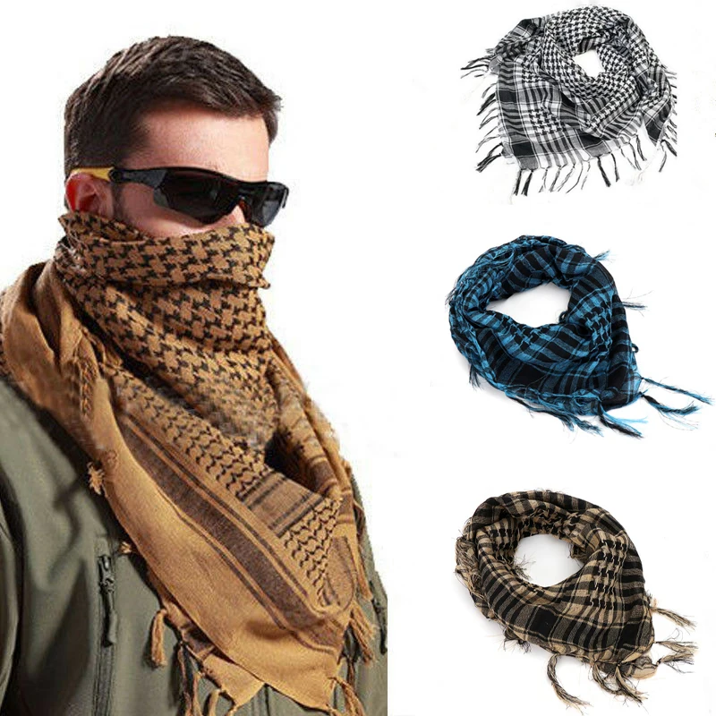 Fashion Mens Lightweight Square Outdoor Shawl Military Arab Tactical Desert Army Shemagh KeffIyeh Arafat Scarf Fashion