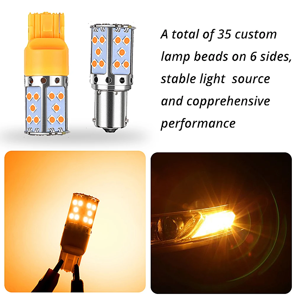 1PCS P21W LED 1156 BA15S PY21W BAU15S 35SMD Car Reserve Lamp Auto Styling Brake Light Turn Signal Bulb 12V License Plate Lights