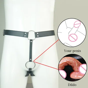 Leather Male Butt Plug Harness,BDSM Orgasm Chastity Device,Strap-On Anal Plug Bondage,Strapon Sex Underwear 2